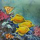 Underwater painting 30 by 40 cm shark fish corals a gift for a diver. Pictures. paintmart (oikos). My Livemaster. Фото №6