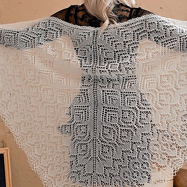 Ажурная шаль "Сказочная". Виктория Задорожная. Аксессуары ручной работы - Ярмарка Мастеров Аксессуары ручной работы. Ярмарка Мастеров - ручная работа Ажурная шаль "Сказочная". Handmade.