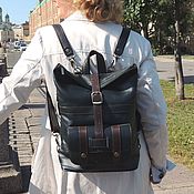 Сумки и аксессуары handmade. Livemaster - original item Backpacks: Women`s leather backpack bag dark green Chloe SR33-732. Handmade.