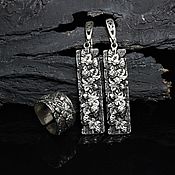 Украшения handmade. Livemaster - original item Earrings and ring of Viney made of 925 sterling silver DD0049. Handmade.