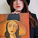 Order Painting Jeanne Ebuterg in a hat Modigliani reproduction. vettochka. Livemaster. . Pictures Фото №3