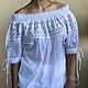 Order White summer blouse made of sewing and lace in boho style Vanessa. PolMary. Livemaster. . Blouses Фото №3