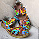 Painting on shoes. Sandals 'Walk with Hundertwasser', Slingbacks, Moscow,  Фото №1