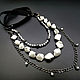 Necklace black and white three-row ' Snow'. Necklace. Jewelry just for You (G-Korchagina). My Livemaster. Фото №6