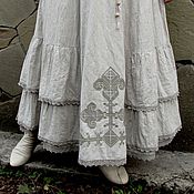 Одежда handmade. Livemaster - original item Boho linen long skirt with embroidery Posadskaya. Handmade.