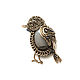 Brooch bird. Copper bird brooch with agate. A little brooch to order, Brooches, Bakhmut,  Фото №1