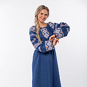 Русский стиль handmade. Livemaster - original item Dress linen Altai. Handmade.