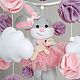 Мобиль на кроватку из фетра с зайкой и помпонами. Мобили на кроватку. Fairy felt toys. Интернет-магазин Ярмарка Мастеров.  Фото №2