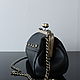 Черная кожаная сумка с декором. Сумка с фермуаром. Olga'S Luxury Creation. Ярмарка Мастеров.  Фото №5