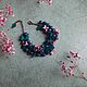 Браслет из полимерной глины Черничный с цветами. Браслет из бусин. Melihova_jewelry Украшения HANDMADE. Ярмарка Мастеров.  Фото №6