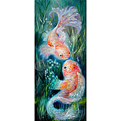Картины и панно handmade. Livemaster - original item Paintings: two goldfish. Handmade.