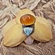 Кольцо с сердоликом и ларимаром. Кольца. Karma-jewelry. Интернет-магазин Ярмарка Мастеров.  Фото №2