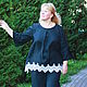 Блуза лен, блузка-бохо из черного льна арт.018, Блузки, Калининград,  Фото №1