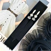 Украшения ручной работы. Ярмарка Мастеров - ручная работа Brush earrings Royal Luxury Black black in silver silk cubic Zirconia rhodium. Handmade.