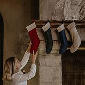 Подарки к праздникам handmade. Livemaster - original item Linen Christmas Stocking with Cuff / Christmas Sock. Handmade.