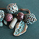 Brooch pin in turquoise and berry tones, with natural stones beautiful complex shades will be a perfect addition to knitted clothes, scarf, serve as a buckle cardigan with the smell.