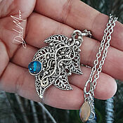 Украшения handmade. Livemaster - original item Pendant with stone blue quartz twig with leaves 