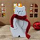 Мишка в вязаном шарфе новогодняя фигурка, Новогодние сувениры, Санкт-Петербург,  Фото №1