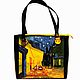 Кожаная сумка женская синяя желтая Ван Гог Терраса кафе ночью. Классическая сумка. Авторские кожаные сумки из Италии. Ярмарка Мастеров.  Фото №6
