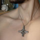 Silver cross with runes and black sapphire. Pendant. Unusual Gemstone Jewelry. My Livemaster. Фото №4