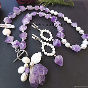 Украшения handmade. Livemaster - original item Necklace . amethyst quartz pearl. Handmade.