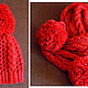 Knitted kit Little Red Riding Hood, knitted hat, knitted scarf, Caps, Minsk,  Фото №1