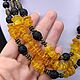 Order Multi-row necklace natural amber, shungite and volcanic lava. naturalkavni. Livemaster. . Necklace Фото №3