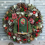 Цветы и флористика handmade. Livemaster - original item Christmas Wreath with door 43 cm. Handmade.