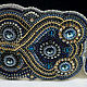 Dark blue wide elastic belt bead embroidery Swarovski, Belt, St. Petersburg,  Фото №1