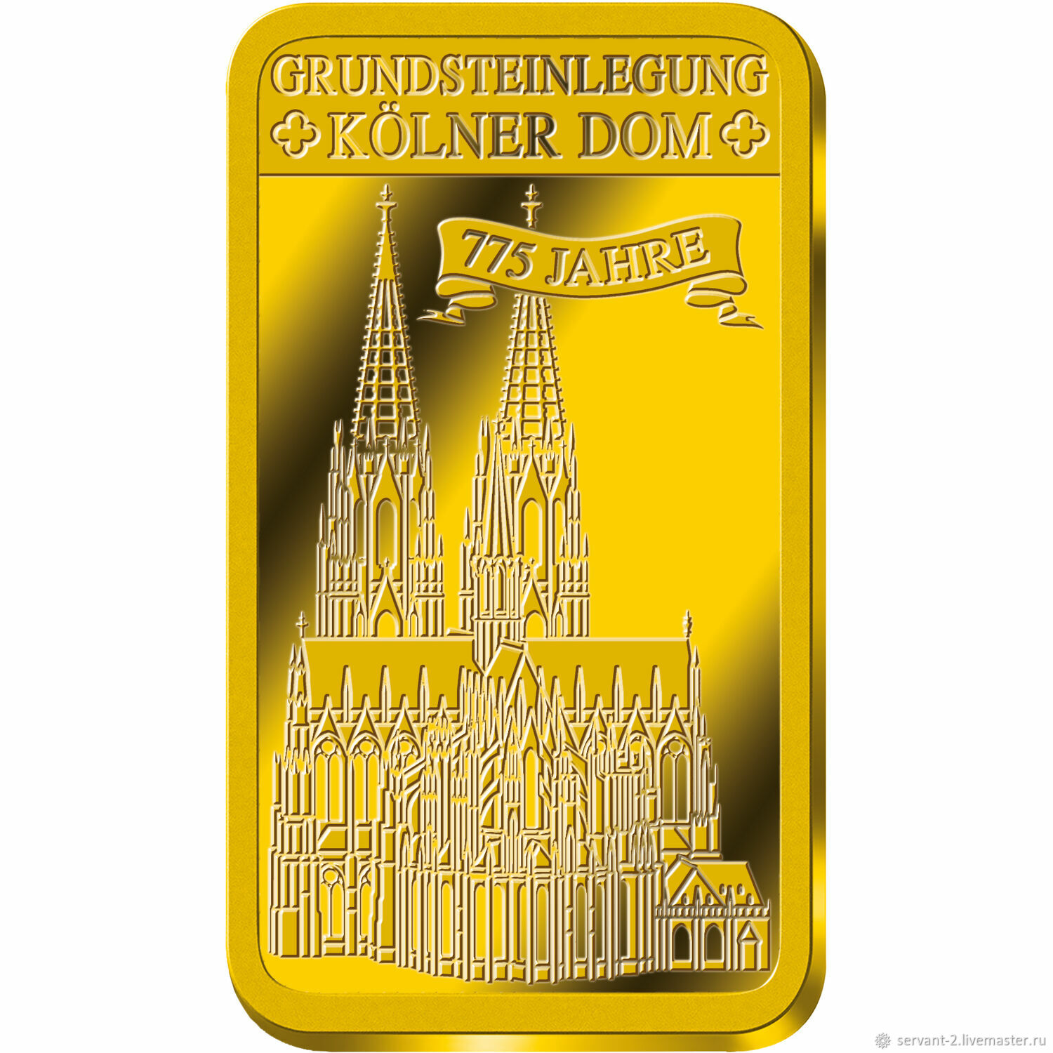 Золотой слиток собор город Кёльн Kölner Dom 999 чистое золото Германия ...