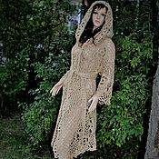 Вязаная ажурная юбка с поясом  Бохо-шик