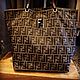 Винтаж: Сумка-тоут Fendi Zucca Canvas с деревянным вырезом FF. Сумки винтажные. Chic bags. Интернет-магазин Ярмарка Мастеров.  Фото №2