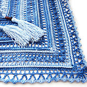 Аксессуары handmade. Livemaster - original item Knitted shawl shawl bactus crochet Gzhel. Handmade.