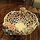 The bottom `Creme brulee`. Braided ceramic and ceramic flowers Elena Zaichenko
