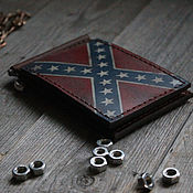 Сумки и аксессуары handmade. Livemaster - original item Leather clip with a pattern of the Confederate Flag. Handmade.