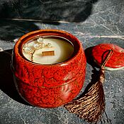 Свеча в деревянной чаше из тика