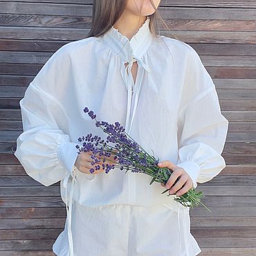 Одежда ручной работы. Ярмарка Мастеров - ручная работа Блуза белая Marcy. Handmade.
