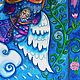 Картина "Волшебная песня ветра", птица Сирин, женская сила. Картины. Анастасия Божья (авторские картины). Ярмарка Мастеров.  Фото №4