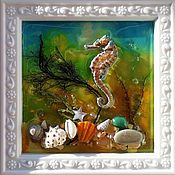Картины и панно handmade. Livemaster - original item Miniature with a seahorse. Handmade.