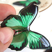 Украшения handmade. Livemaster - original item Green Butterfly Earrings Resin Green Black White Boho Style Earrings. Handmade.