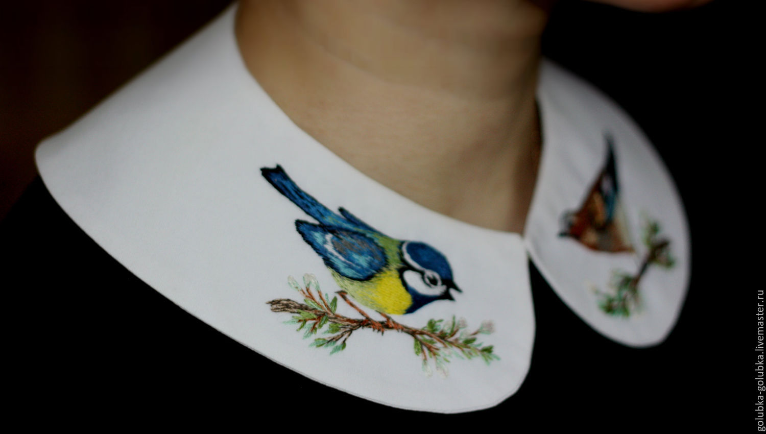 Вышивка птицы на одежде