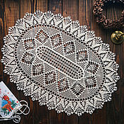 Crochet napkin in light beige color (d 41 cm)