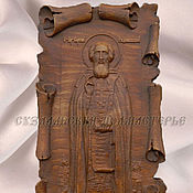 Деревянная резная Икона Божией Матери Пюхтицкая