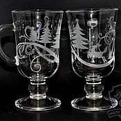 Посуда handmade. Livemaster - original item Christmas pattern. Pair of glasses. Handmade.