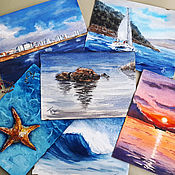 Картины и панно handmade. Livemaster - original item Paintings: Watercolor Seascape Sea stones SEA TRAVEL 6pcs. Handmade.