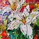 Картина с цветами масло холст "Красные цветы Белые лилии". Картины. Картины Наталии и Елены (NataLenaArt). Ярмарка Мастеров.  Фото №6