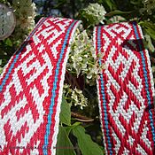 Русский стиль handmade. Livemaster - original item The belt of Solard and Orepey is white-red with a border of k-g-k. Handmade.