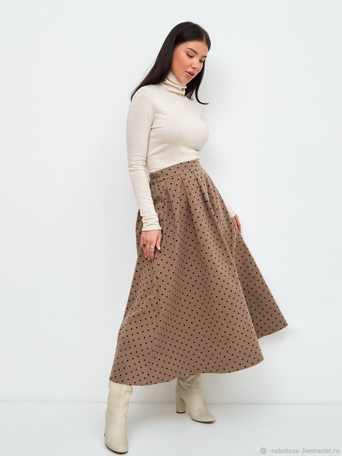 Polka Dot Cotton Midi Length Skirt, Skirts, Moscow,  Фото №1