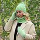 Order Downy Winter Set ' In Bright Lime Color'. Down shop (TeploPuha34). Livemaster. . Headwear Sets Фото №3