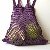 Сумки и аксессуары handmade. Livemaster - original item Bag-string bag, hand-knitted from cotton, purple. Handmade.